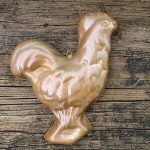 Antique Rooster Chicken Copper Jello Mold Tin Lined Korea‎ Aspic